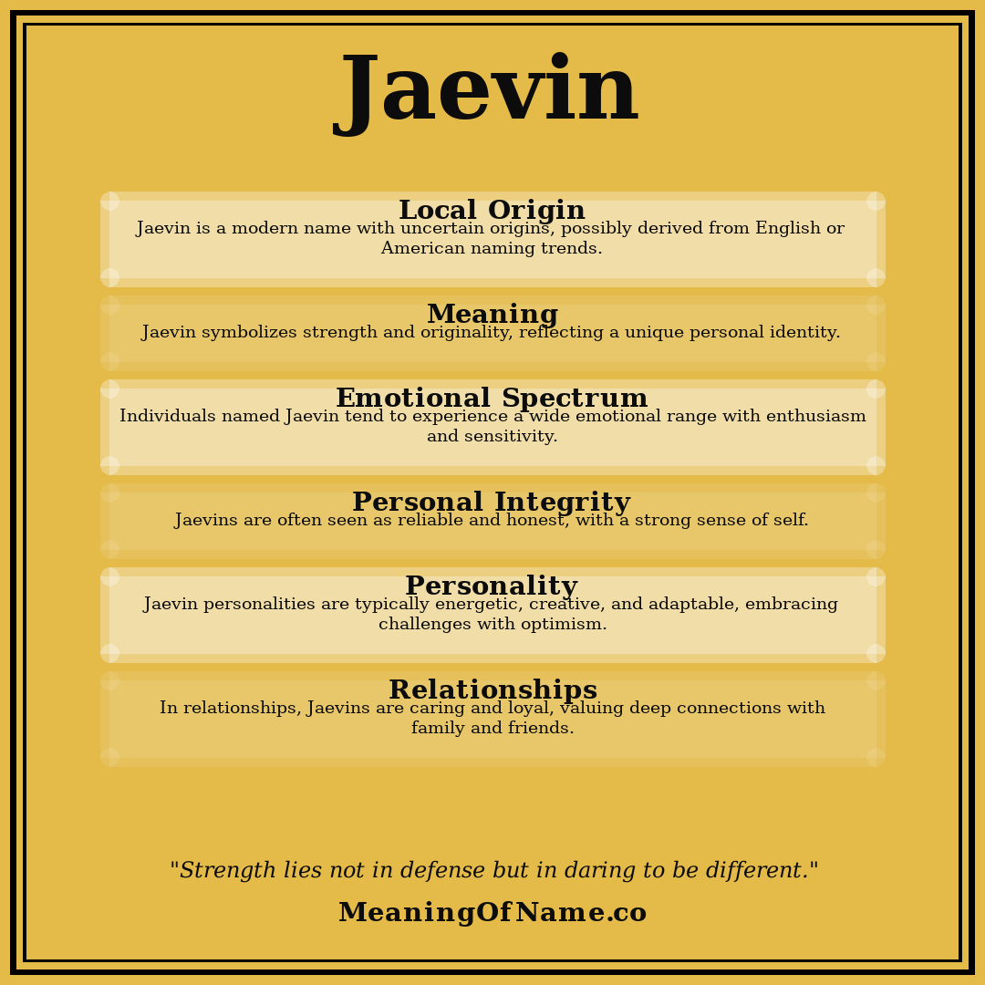 Jaevin name meaning poster