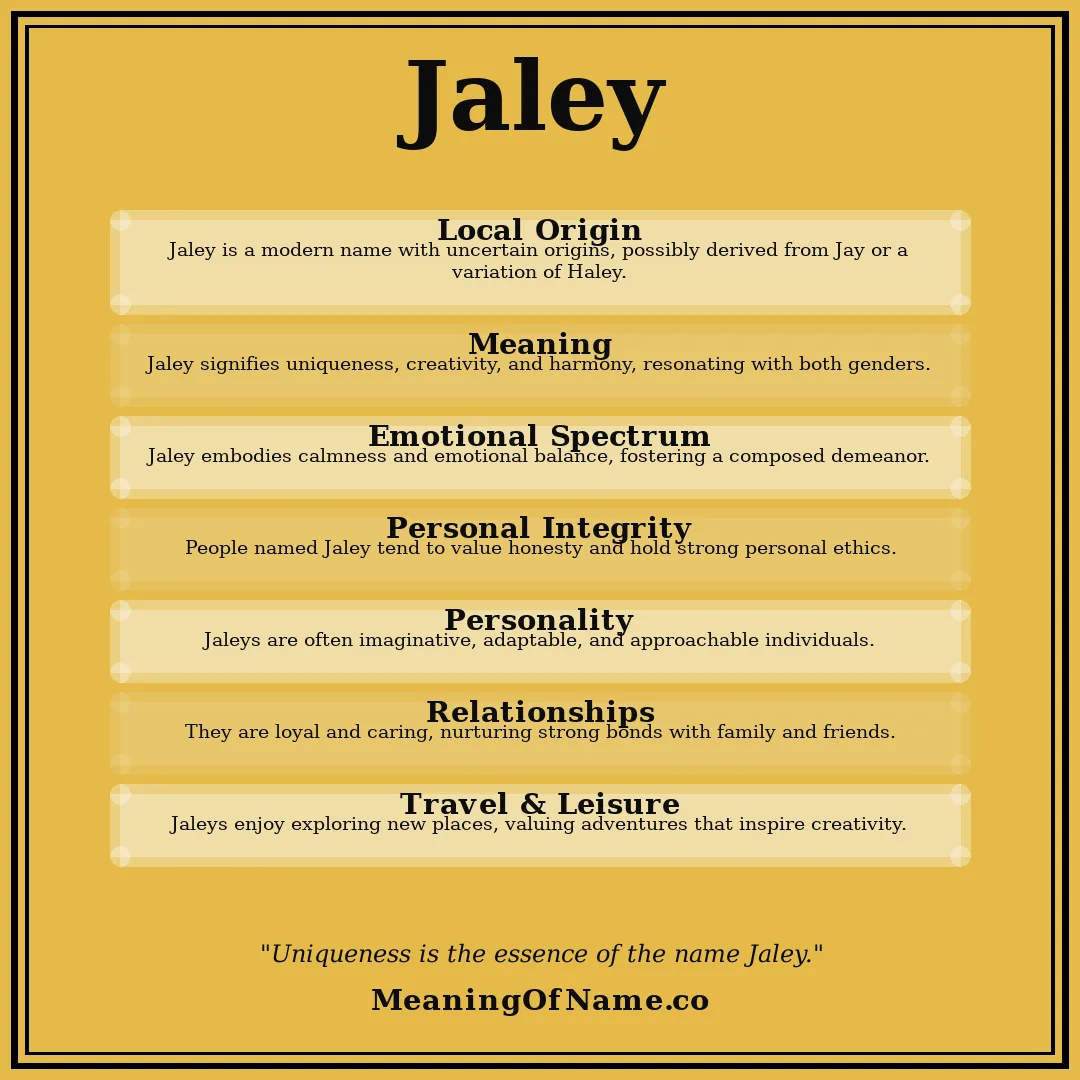 Jaley name meaning poster