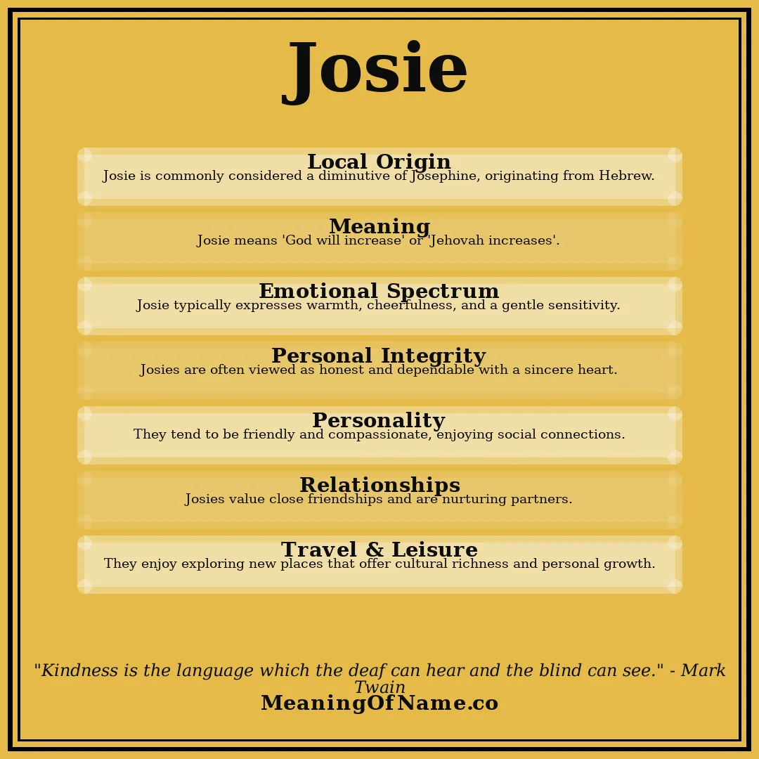 Josie name meaning poster