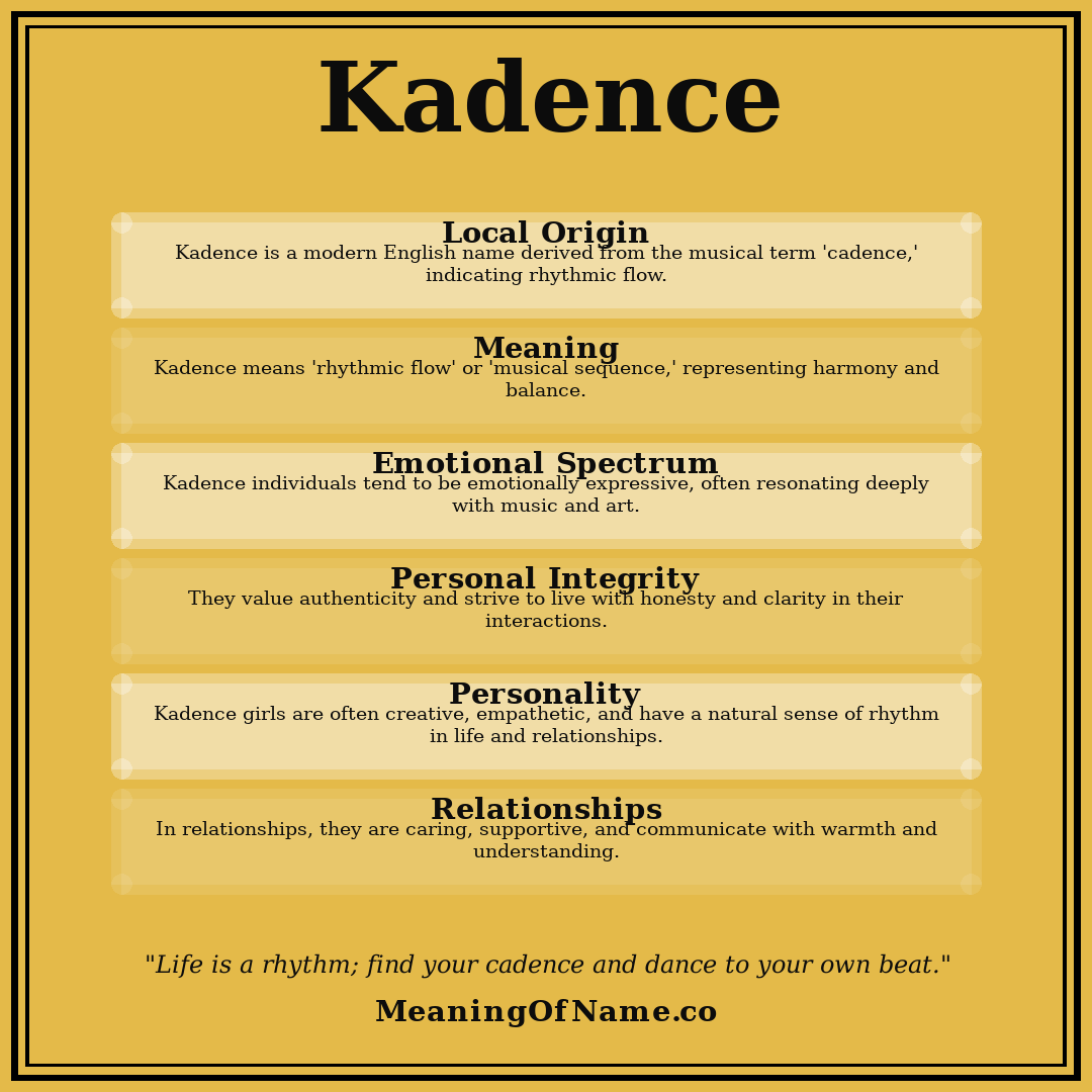 Kadence name meaning poster