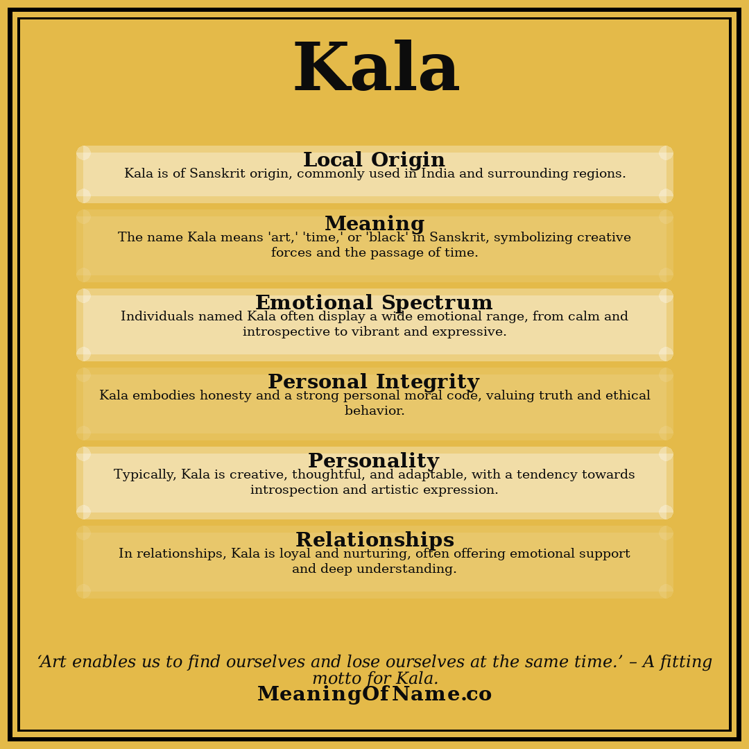 Kala name meaning poster