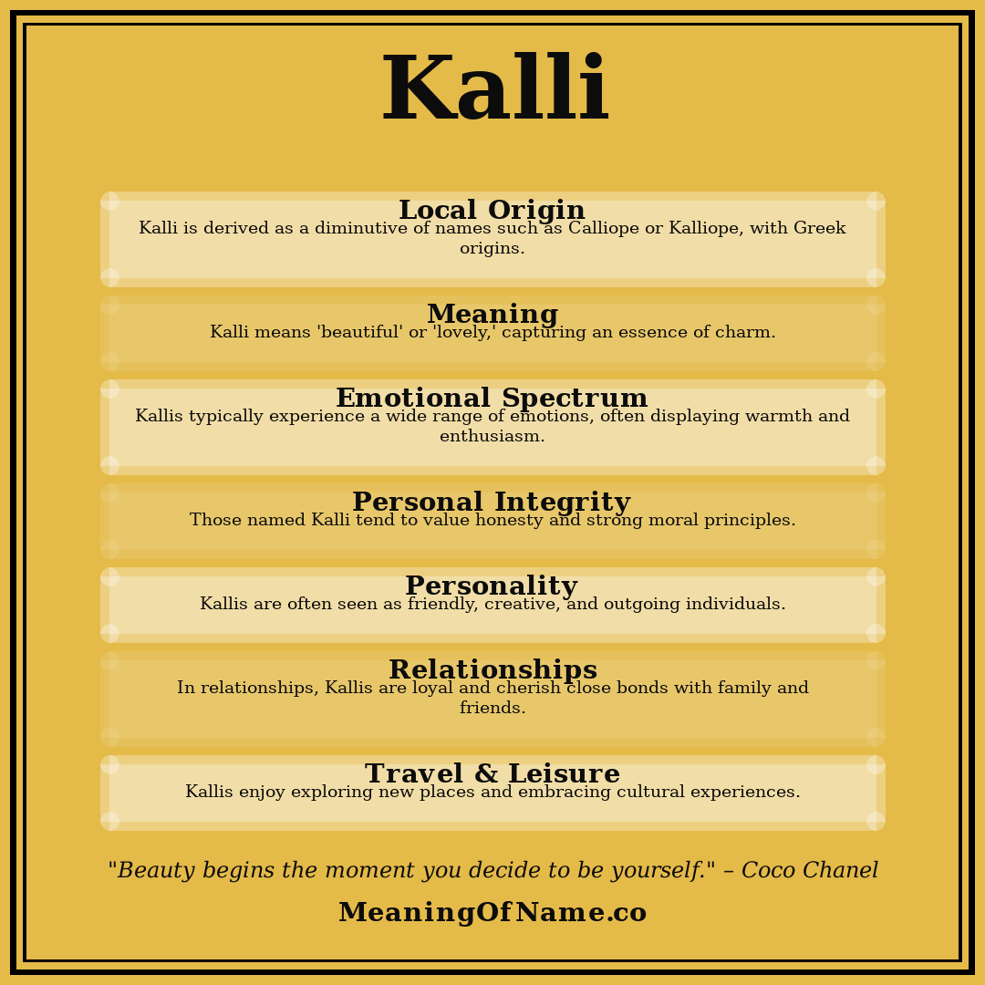 Kalli name meaning poster