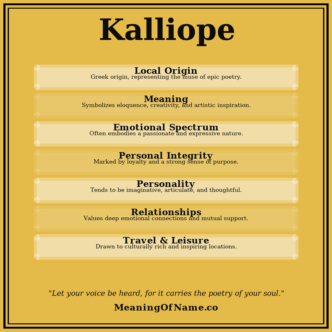 Kalliope name meaning poster