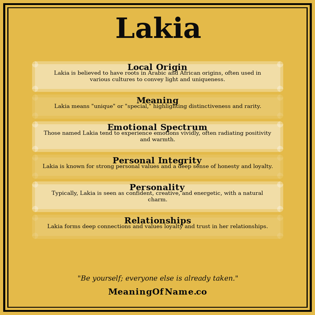 Lakia name meaning poster