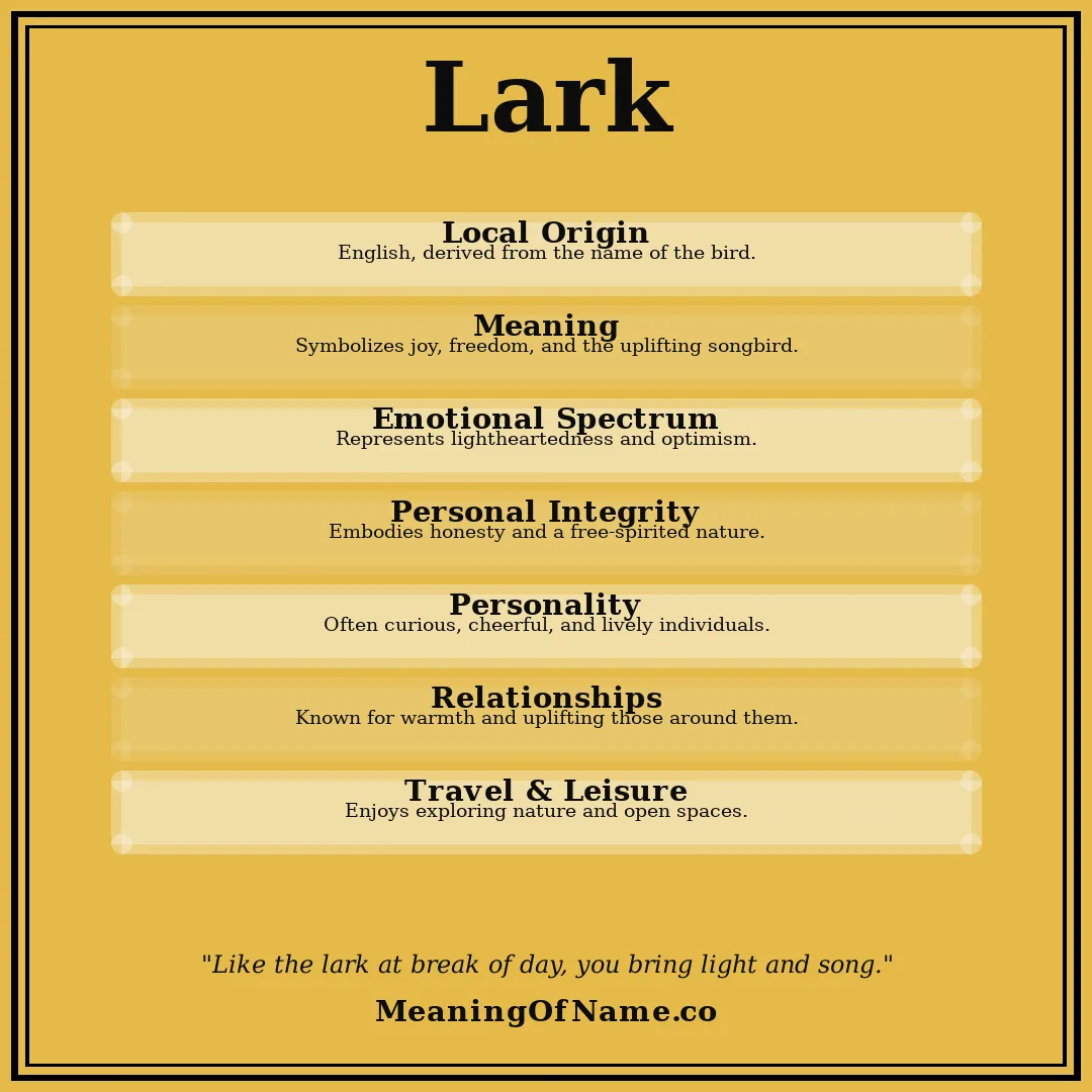 Lark name meaning poster