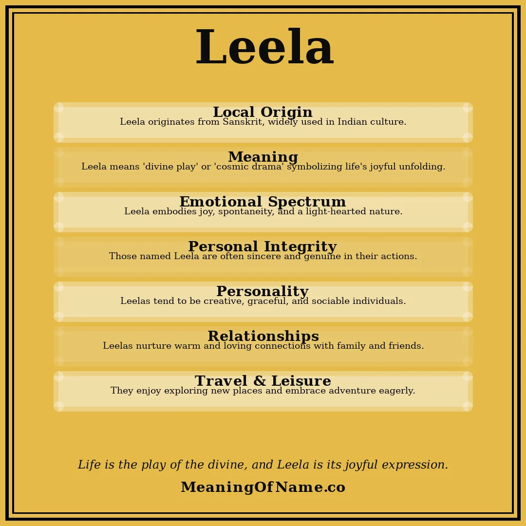 Leela name meaning poster