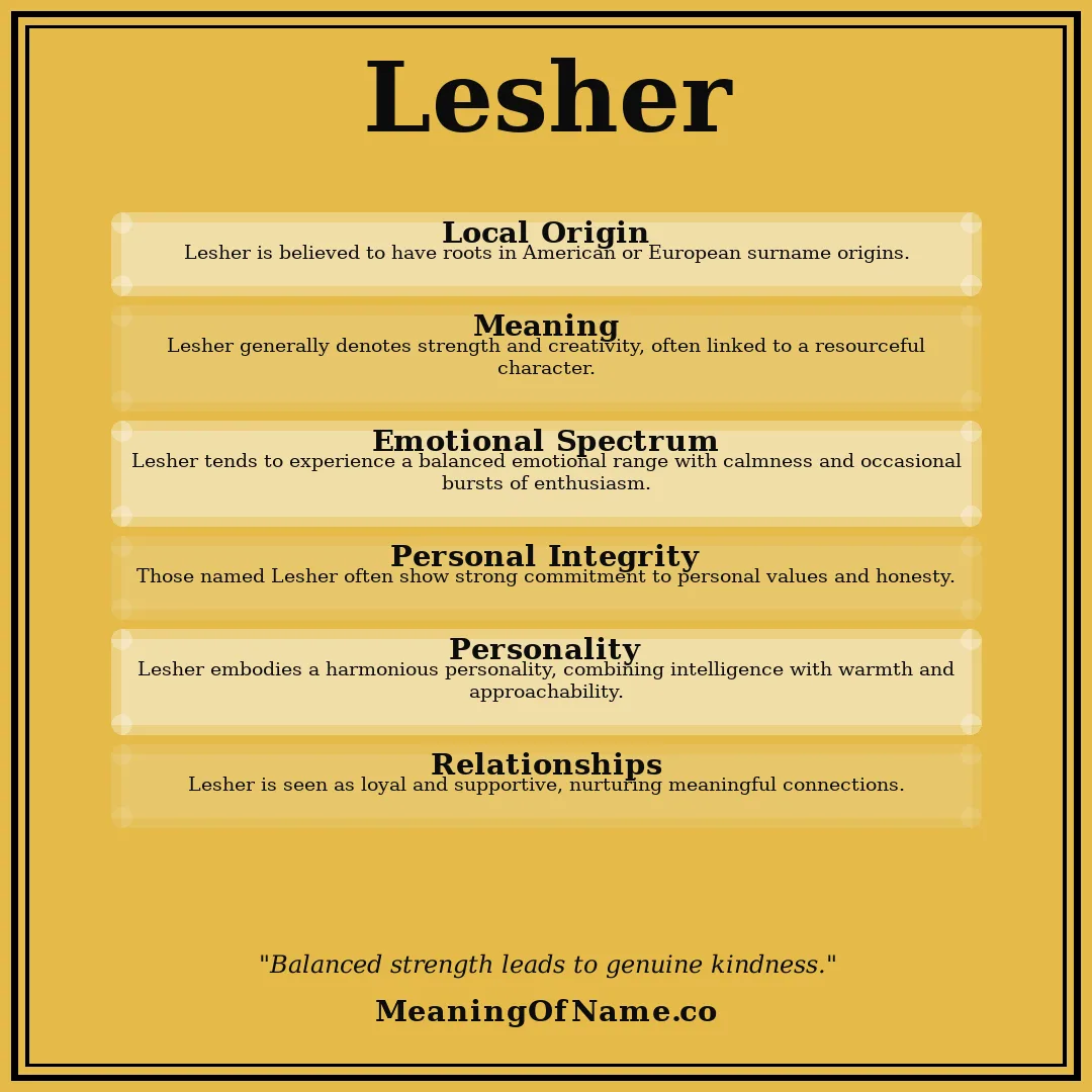 Lesher name meaning poster