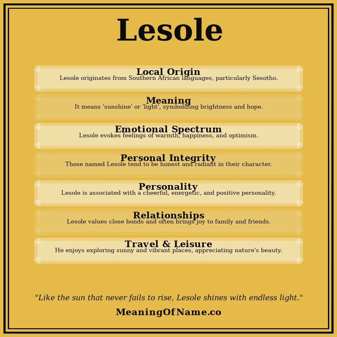 Lesole name meaning poster