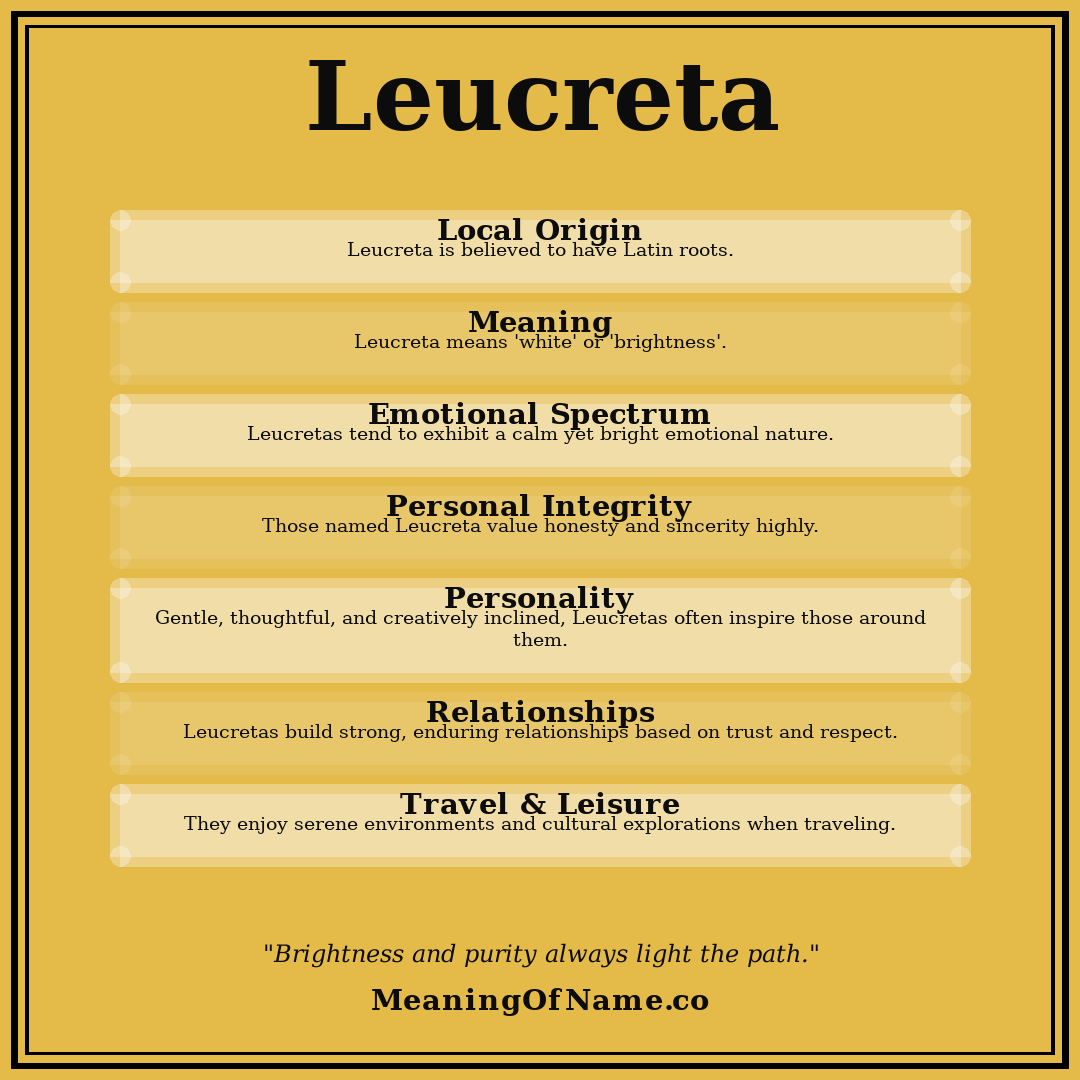 Leucreta name meaning poster