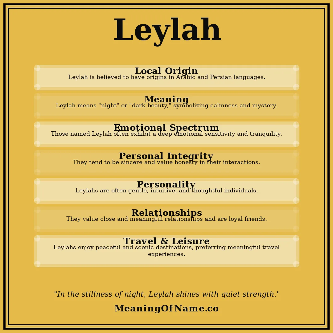 Leylah name meaning poster