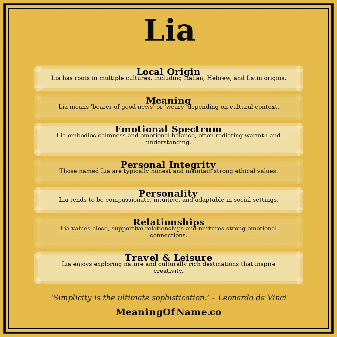 Lia name meaning poster