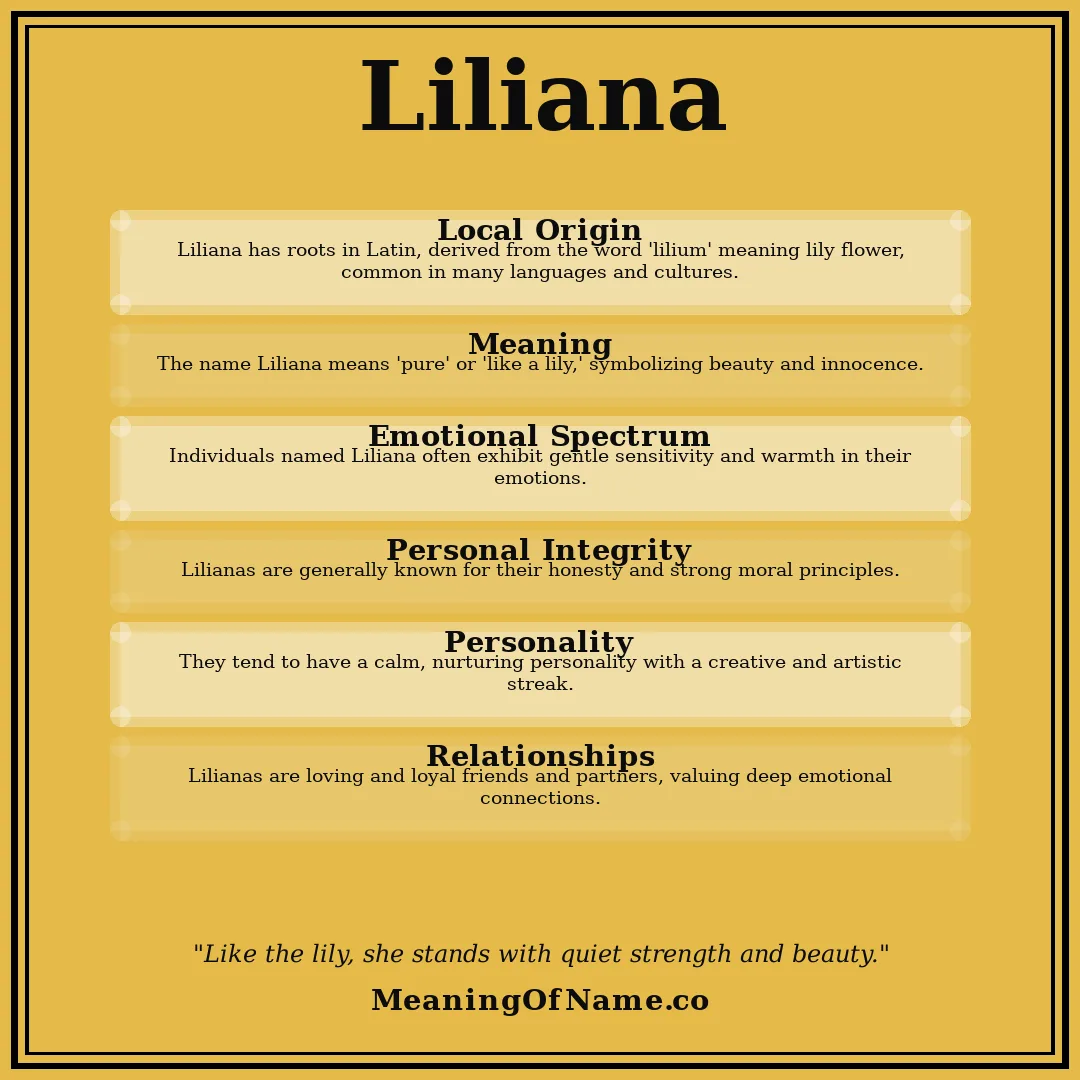 Liliana name meaning poster