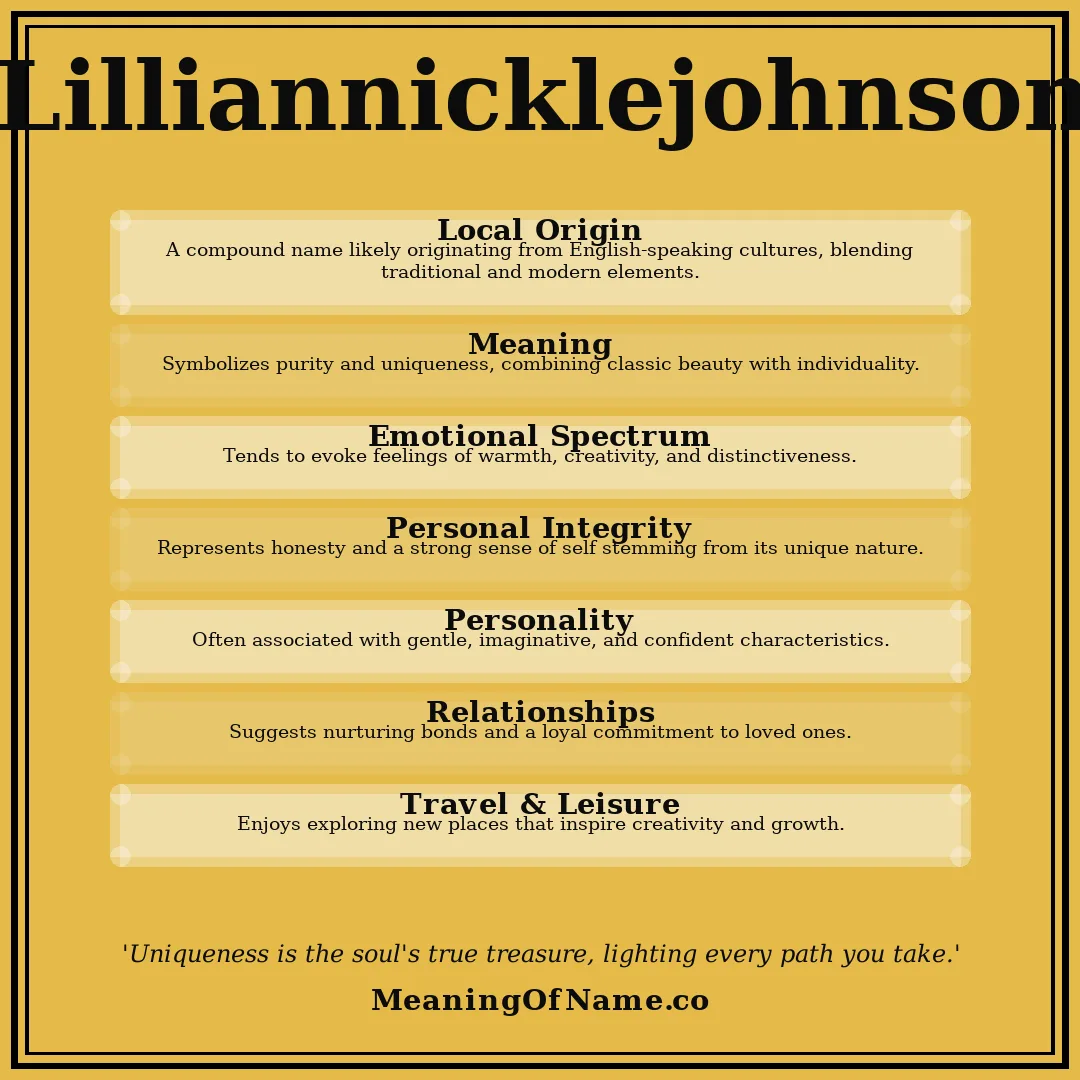 Lilliannicklejohnson name meaning poster