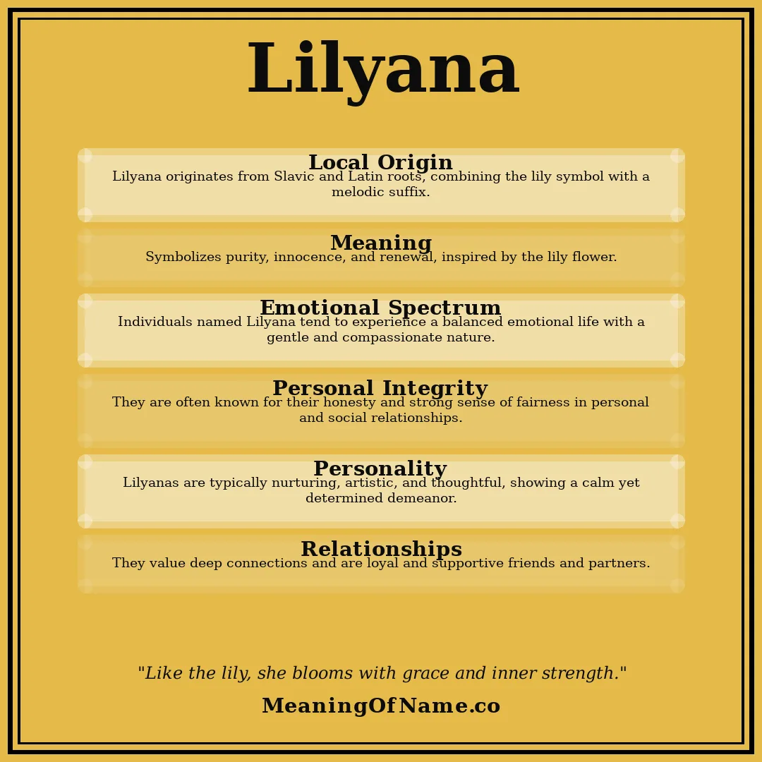 Lilyana name meaning poster