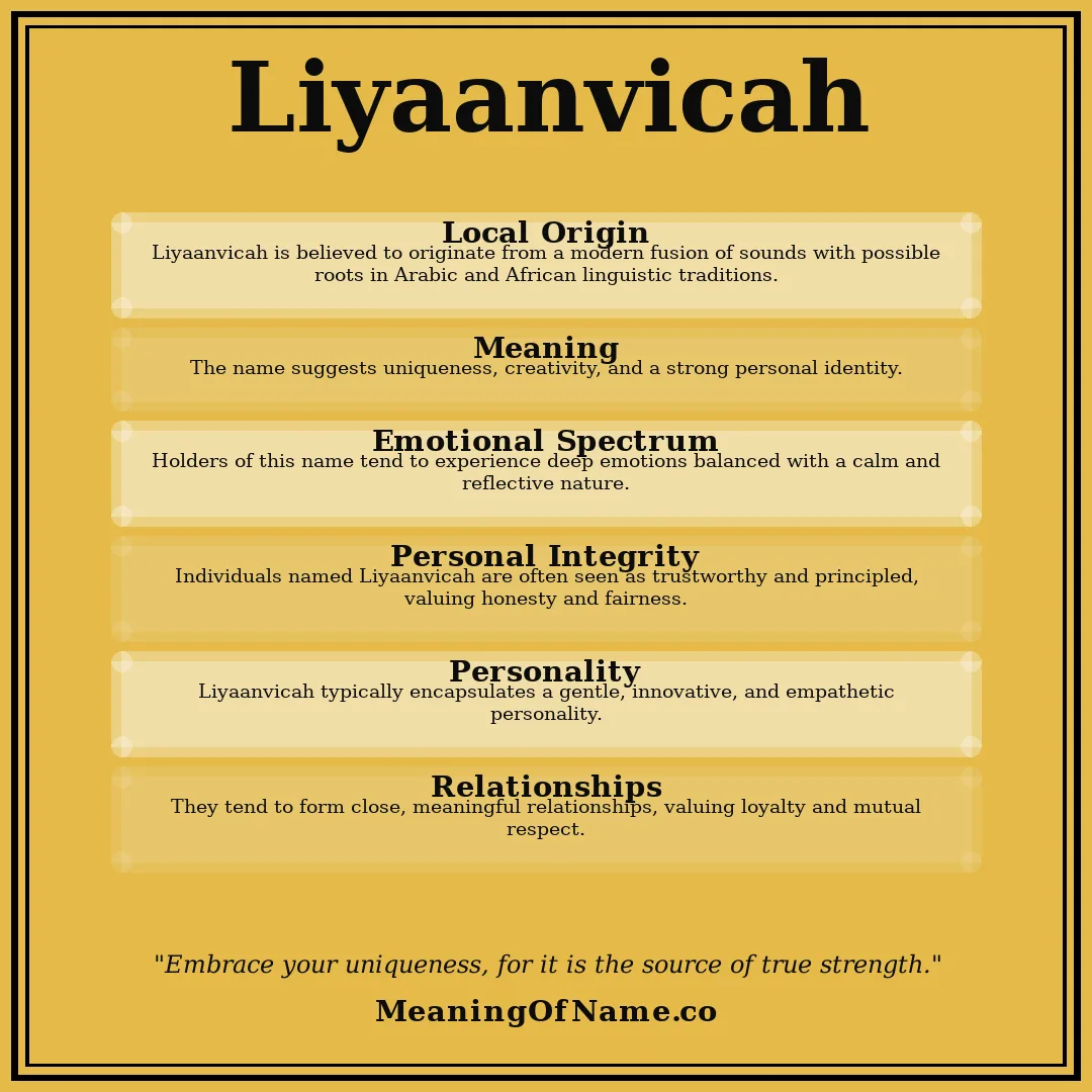 Liyaanvicah name meaning poster