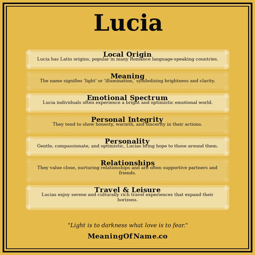 Lucia name meaning poster