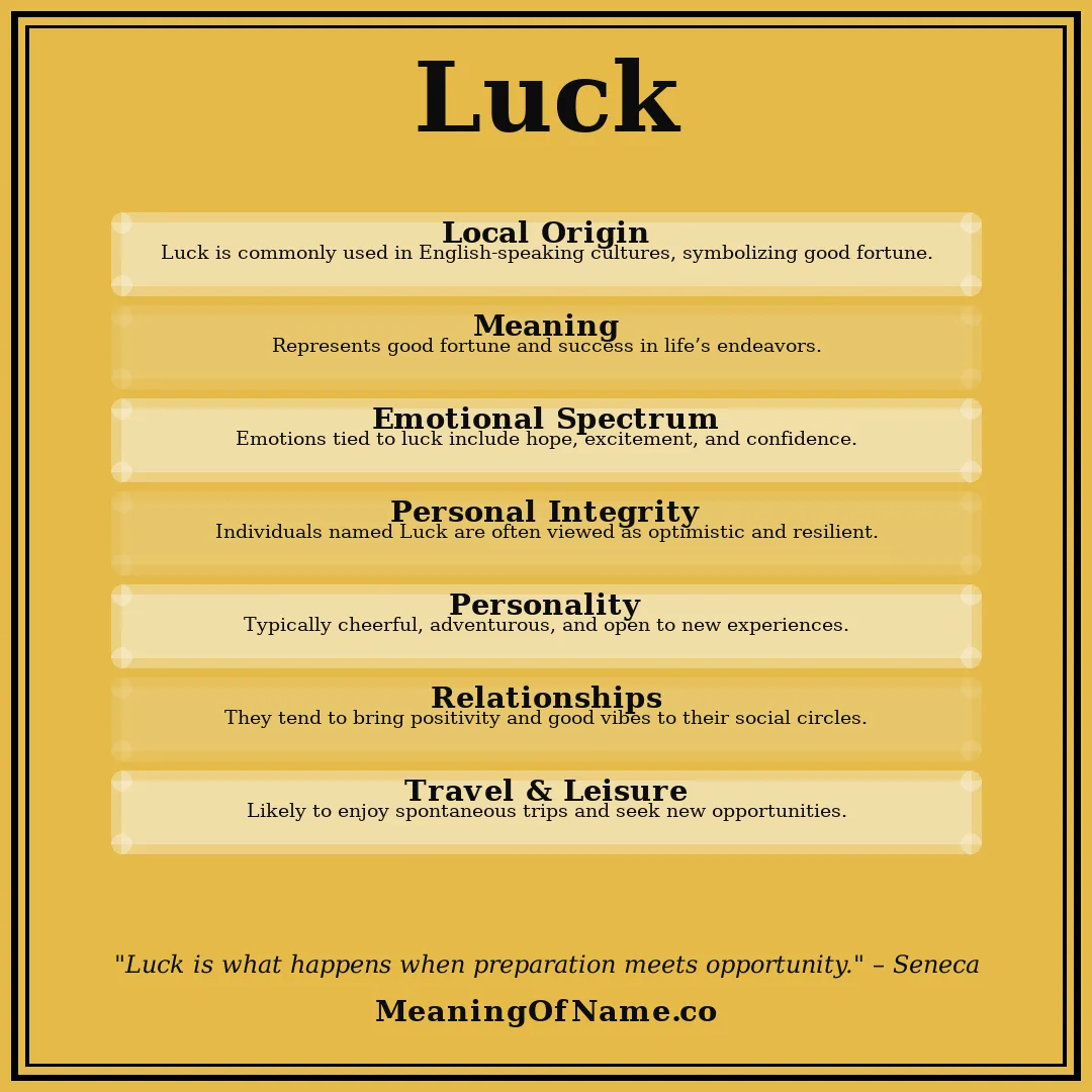 Luck name meaning poster