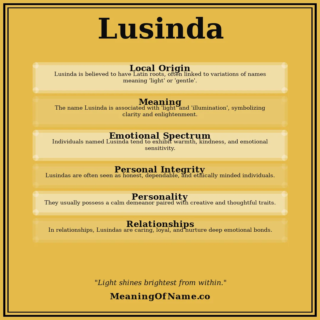 Lusinda name meaning poster