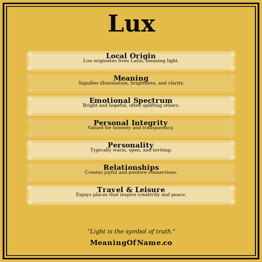 Lux name meaning poster