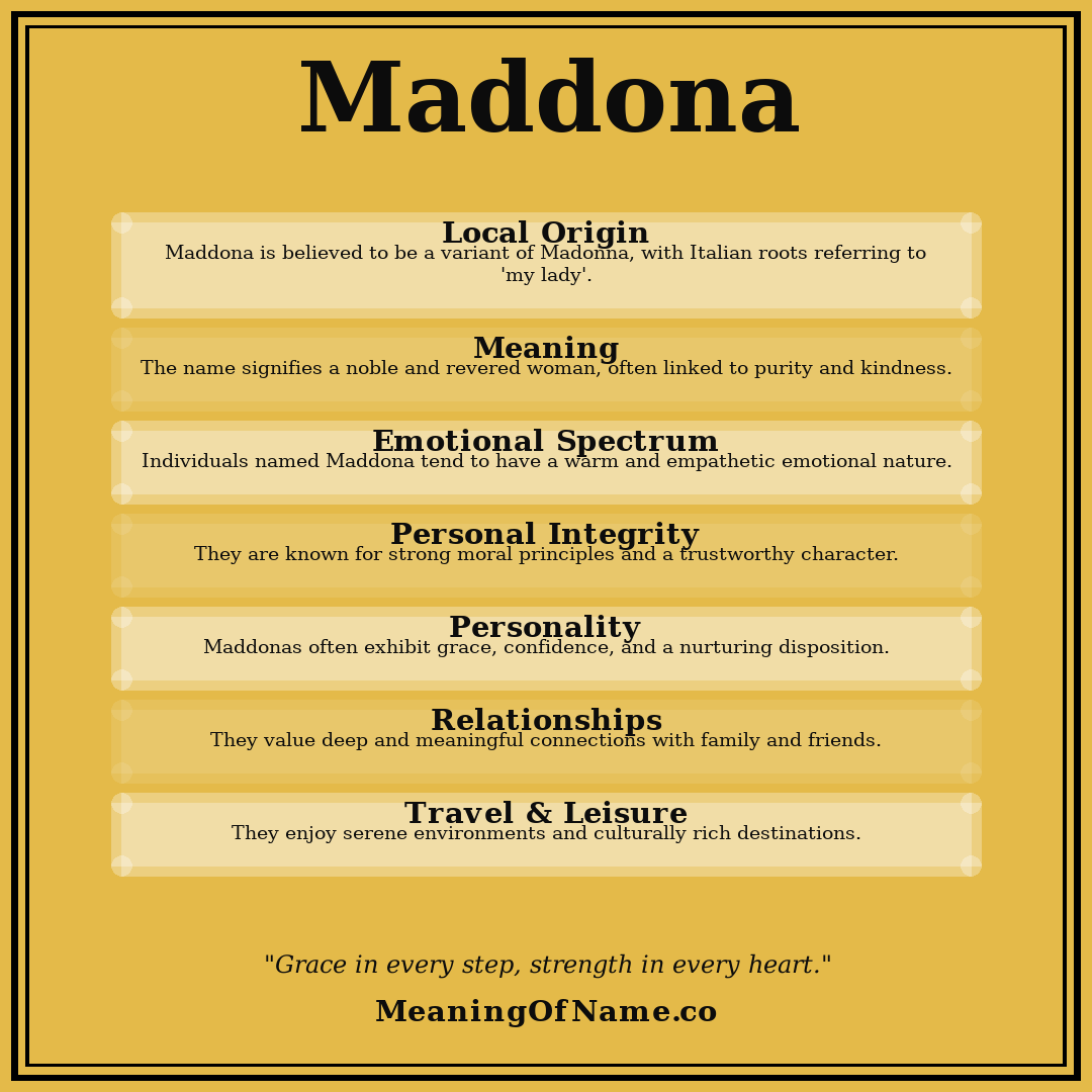 Maddona name meaning poster