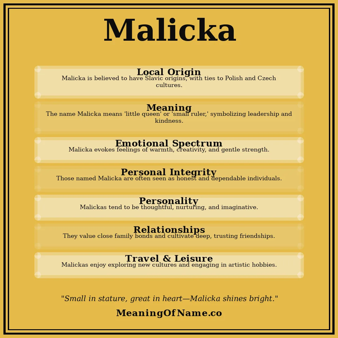 Malicka name meaning poster