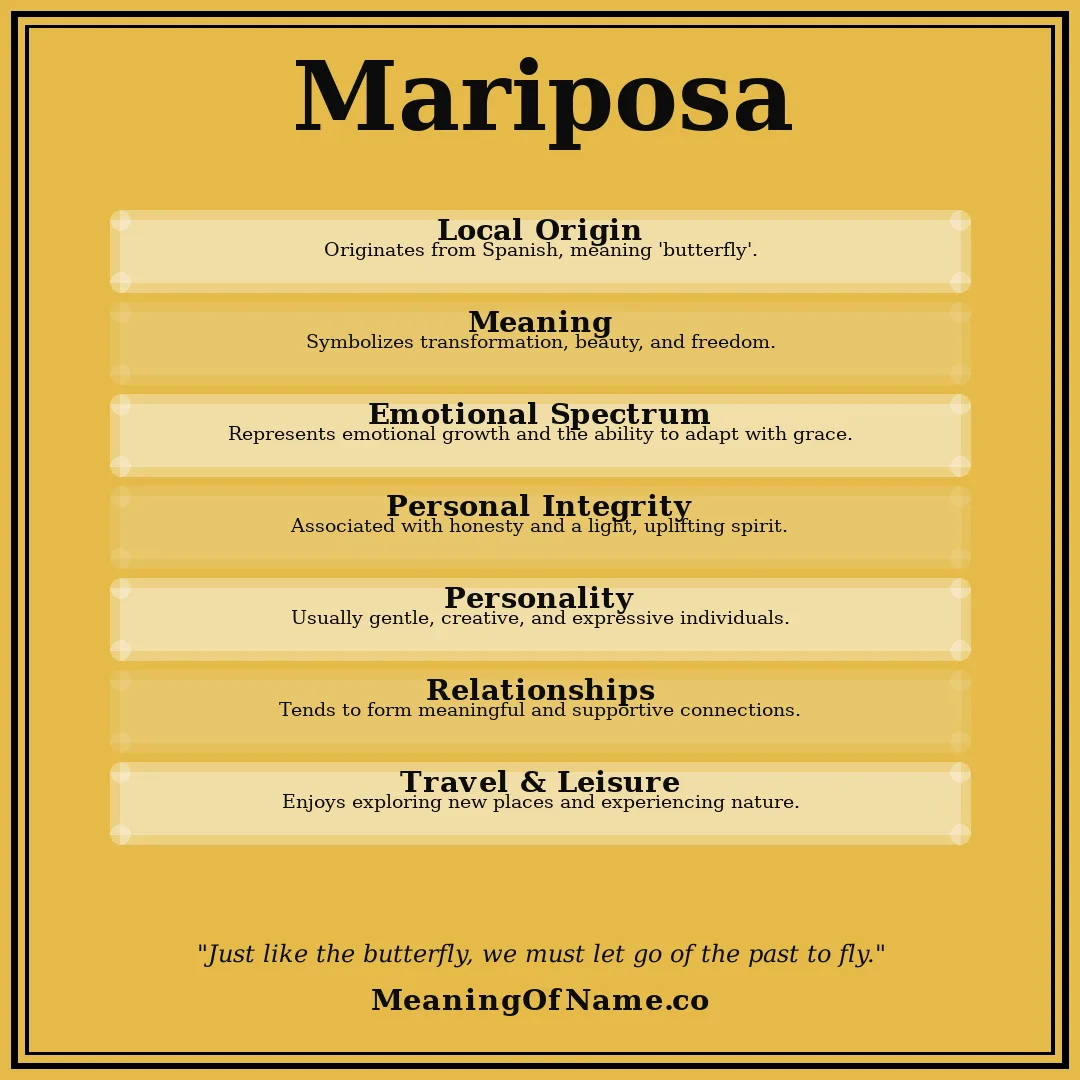 Mariposa name meaning poster