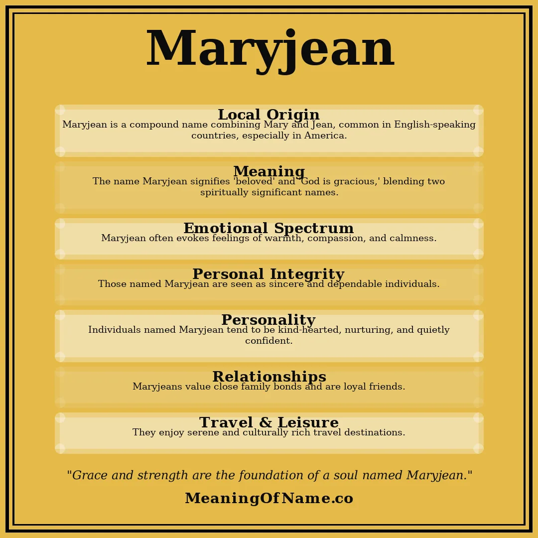 Maryjean name meaning poster