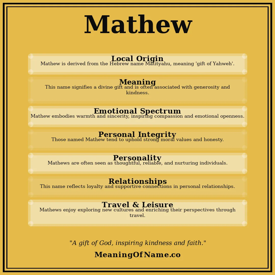 Mathew name meaning poster