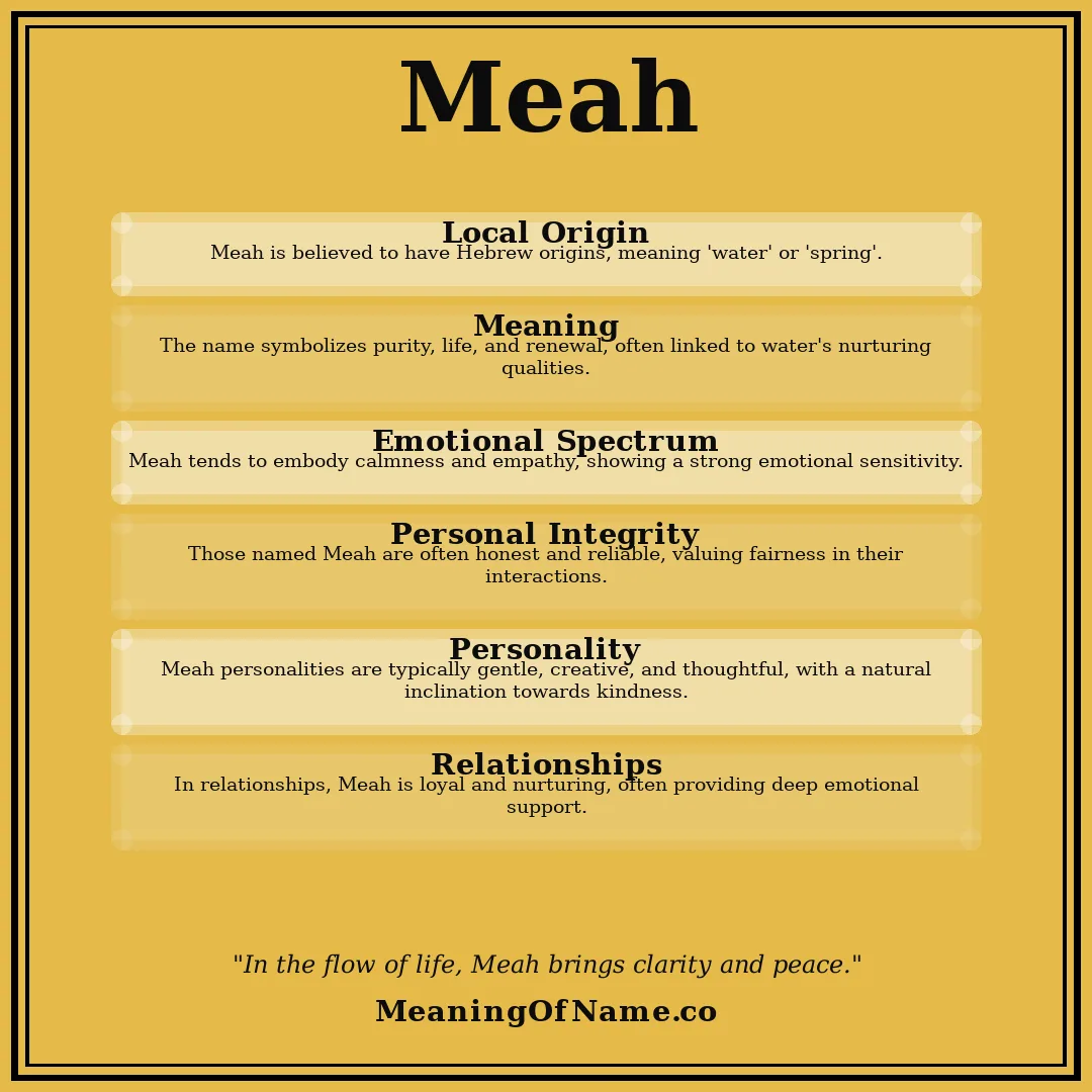 Meah name meaning poster