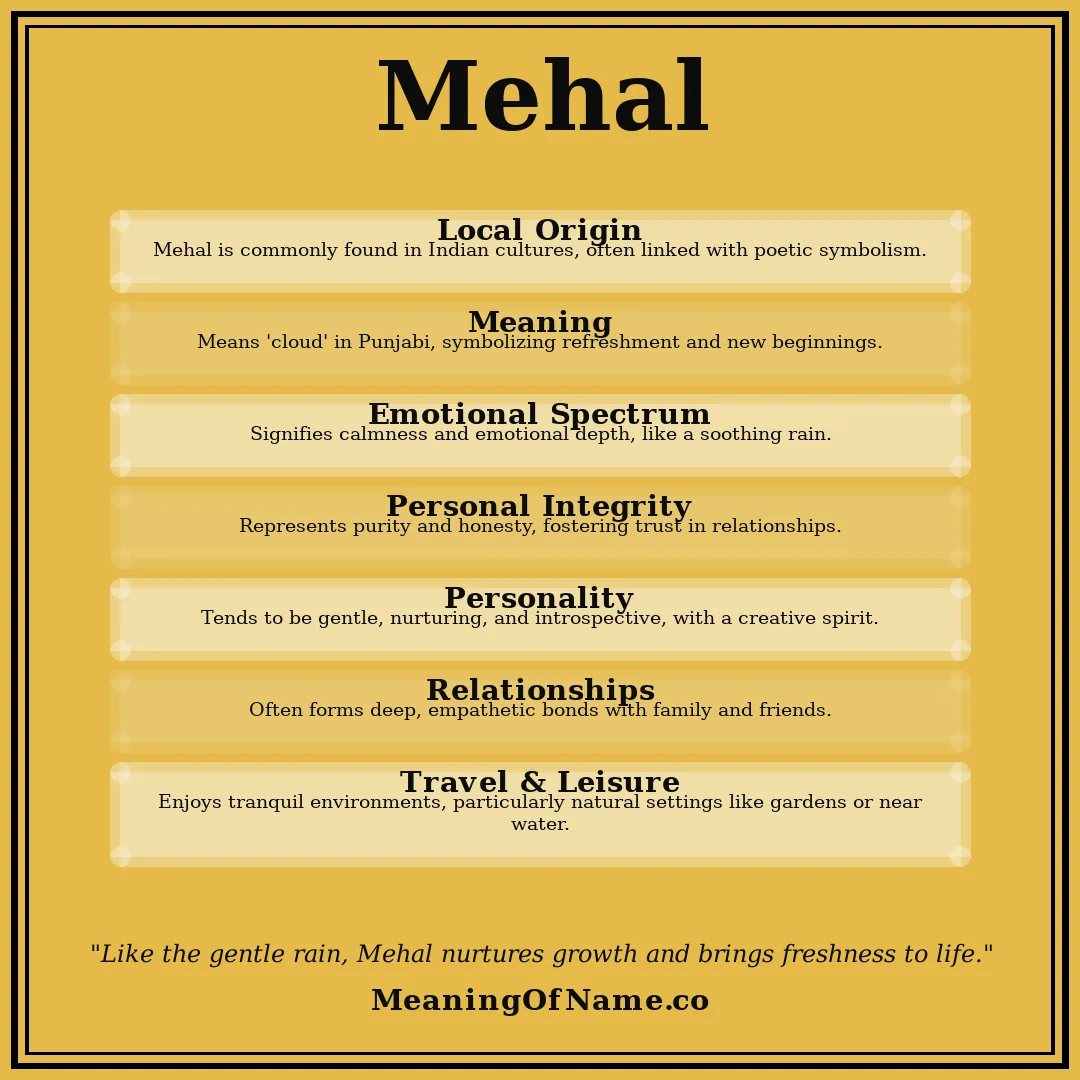 Mehal name meaning poster