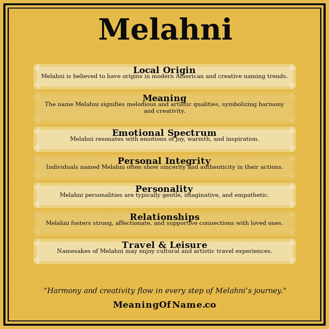 Melahni name meaning poster