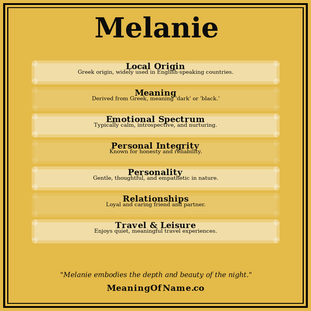 Melanie name meaning poster