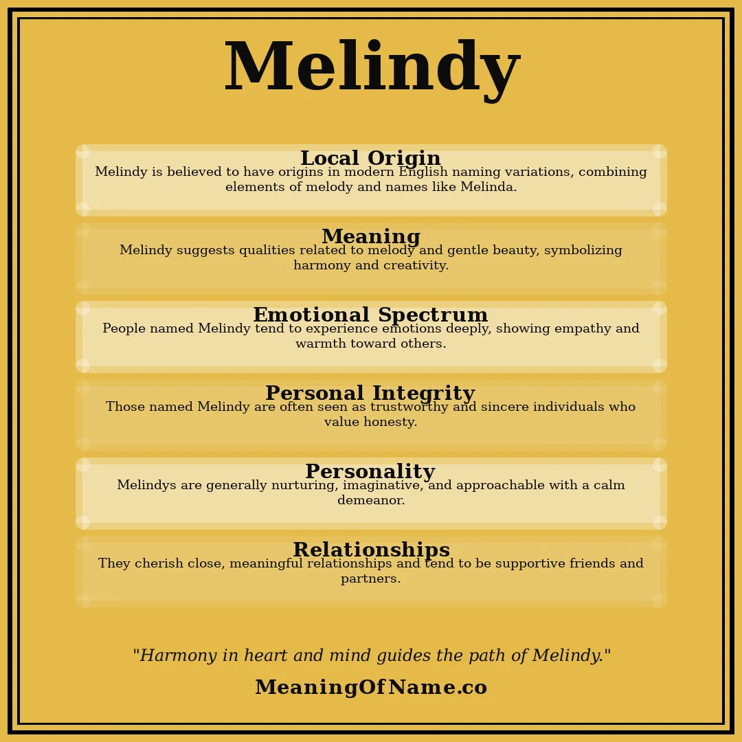 Melindy name meaning poster