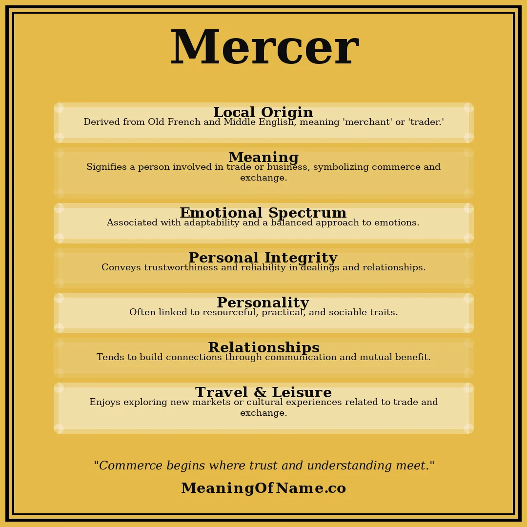Mercer name meaning poster