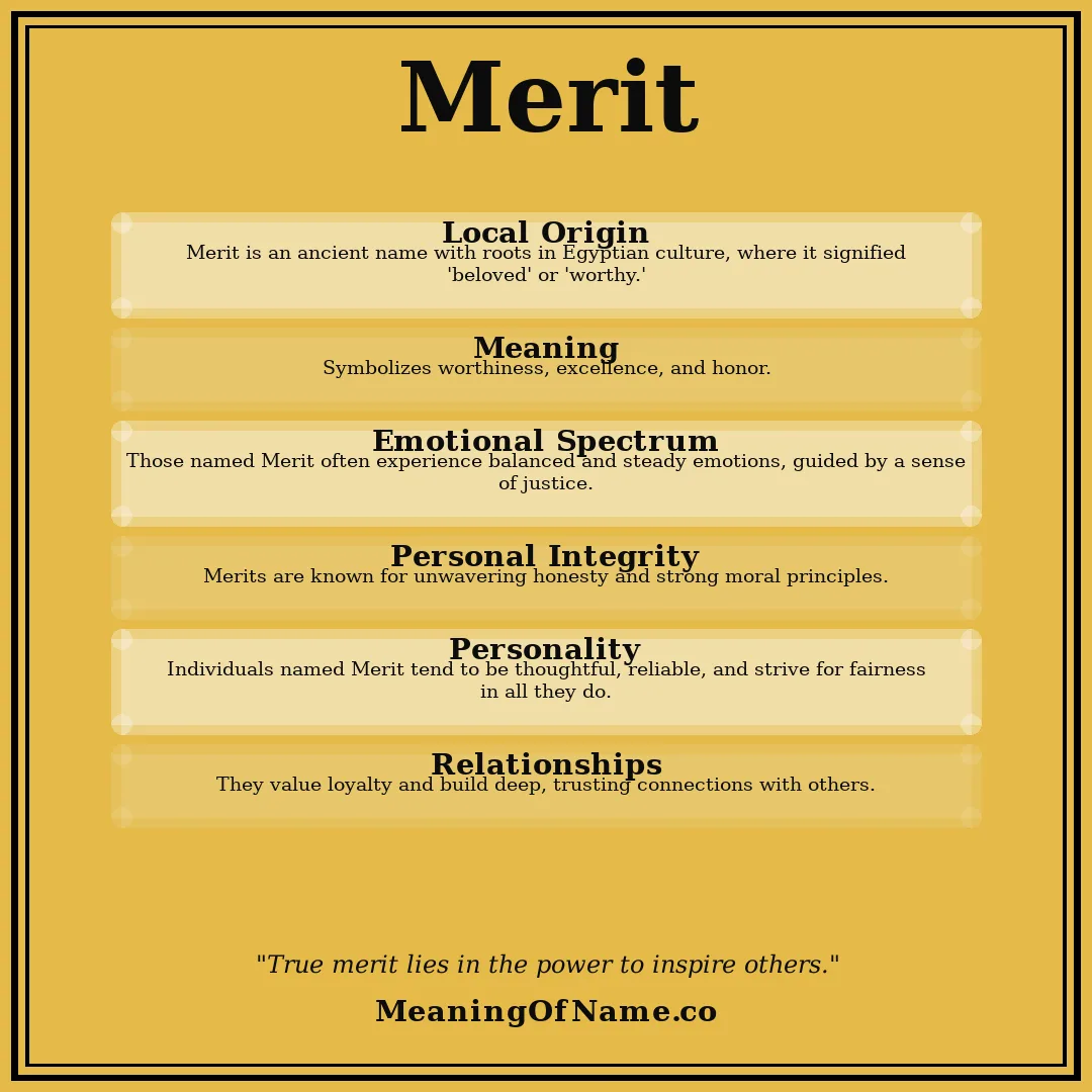 Merit name meaning poster