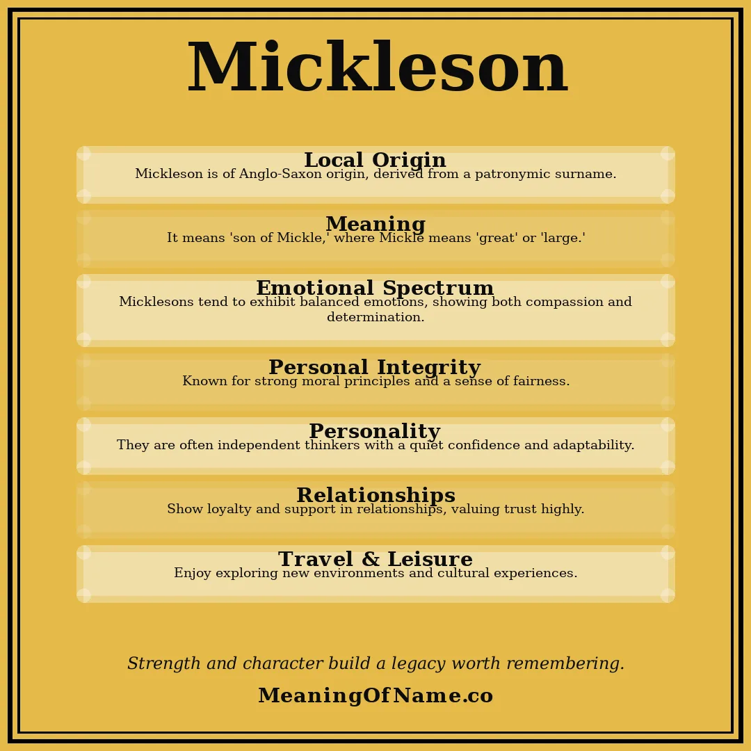Mickleson name meaning poster