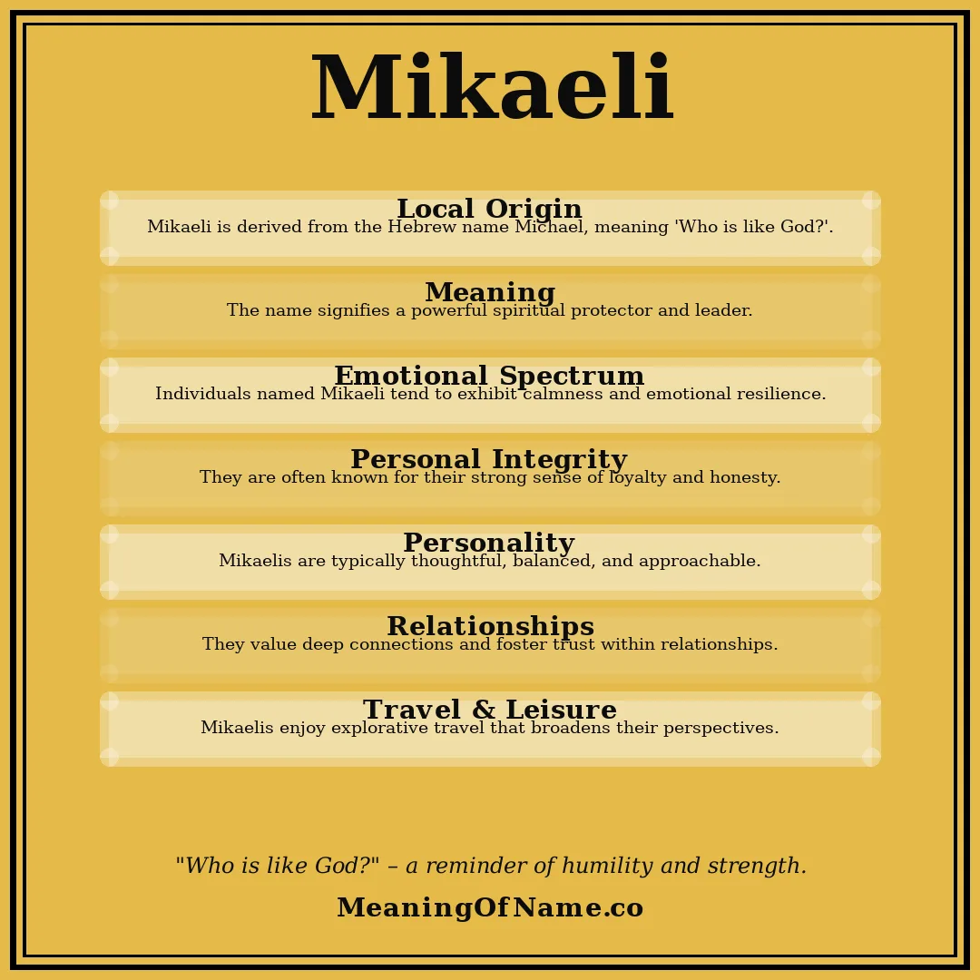Mikaeli name meaning poster