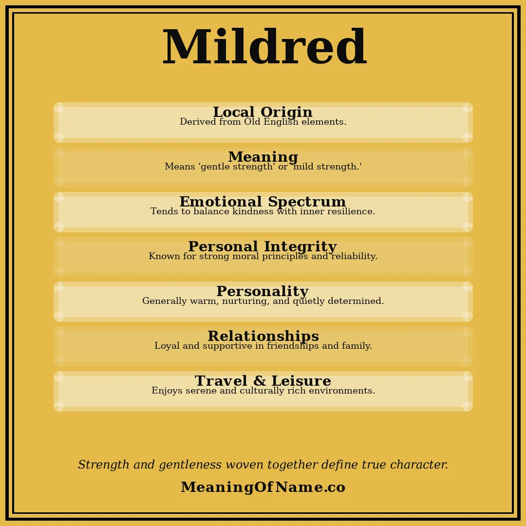 Mildred name meaning poster