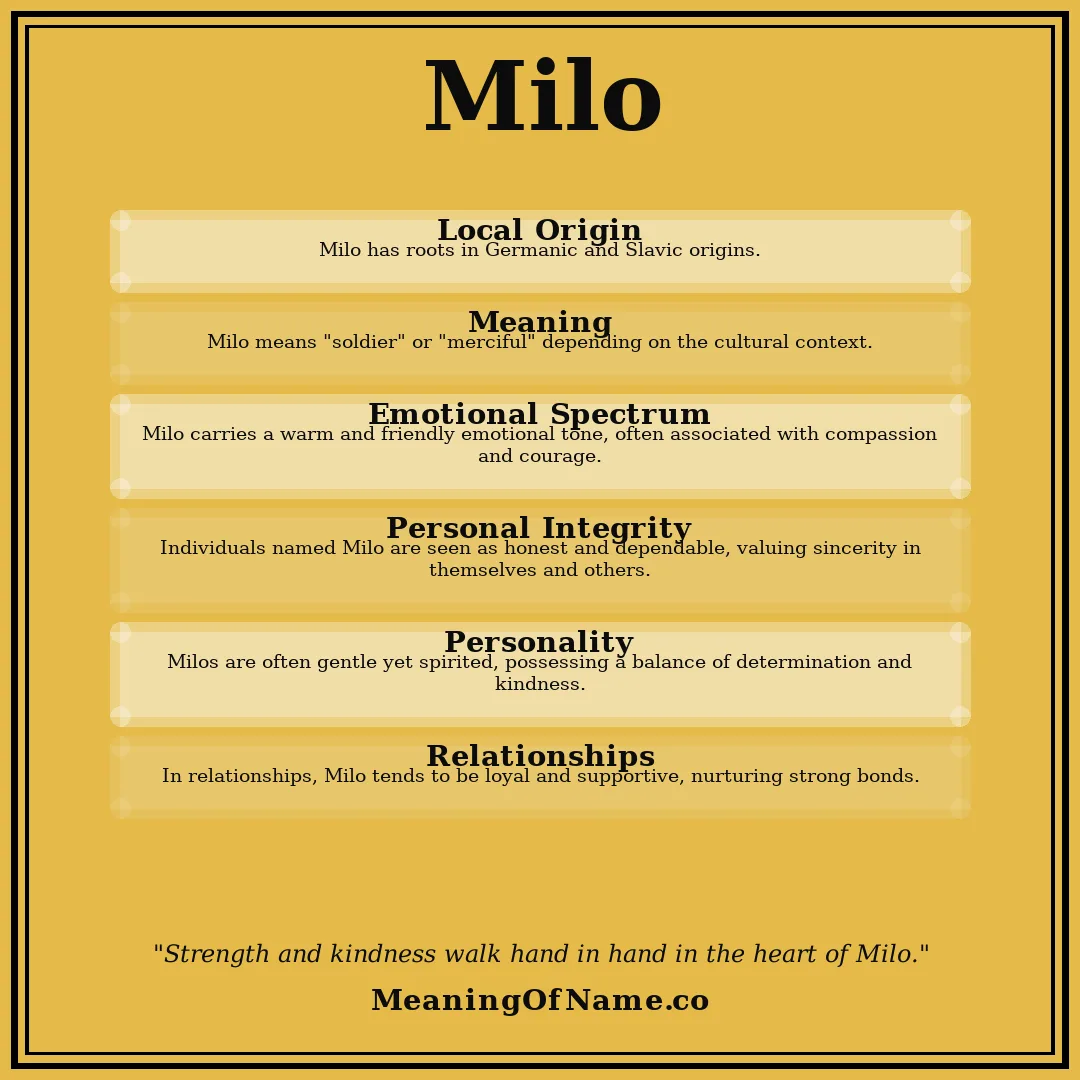 Milo name meaning poster