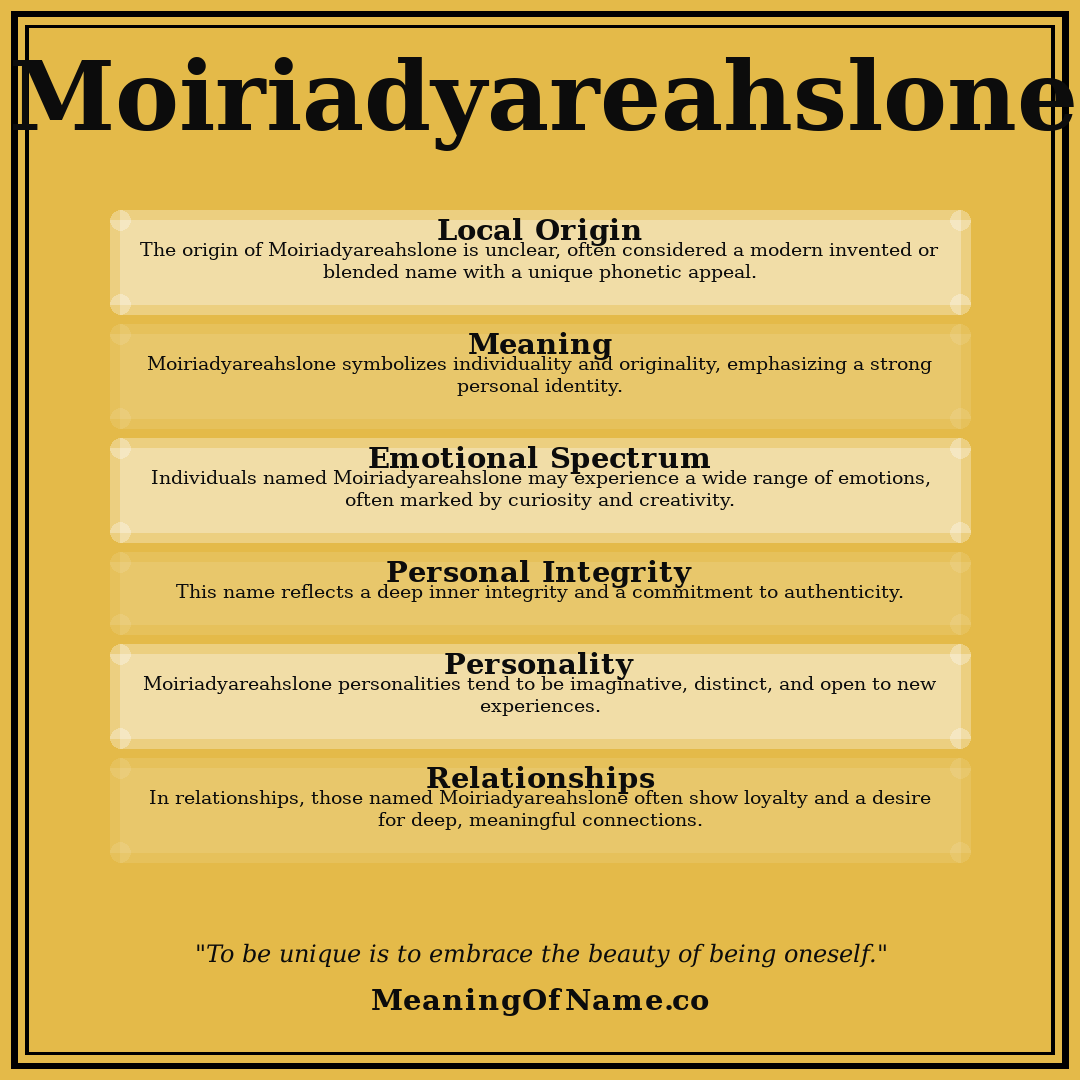 Moiriadyareahslone name meaning poster