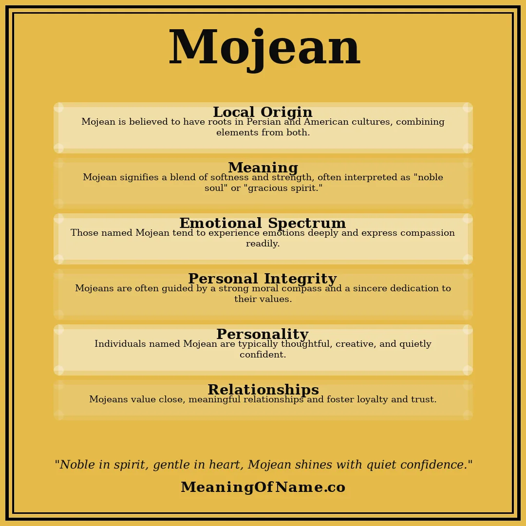 Mojean name meaning poster