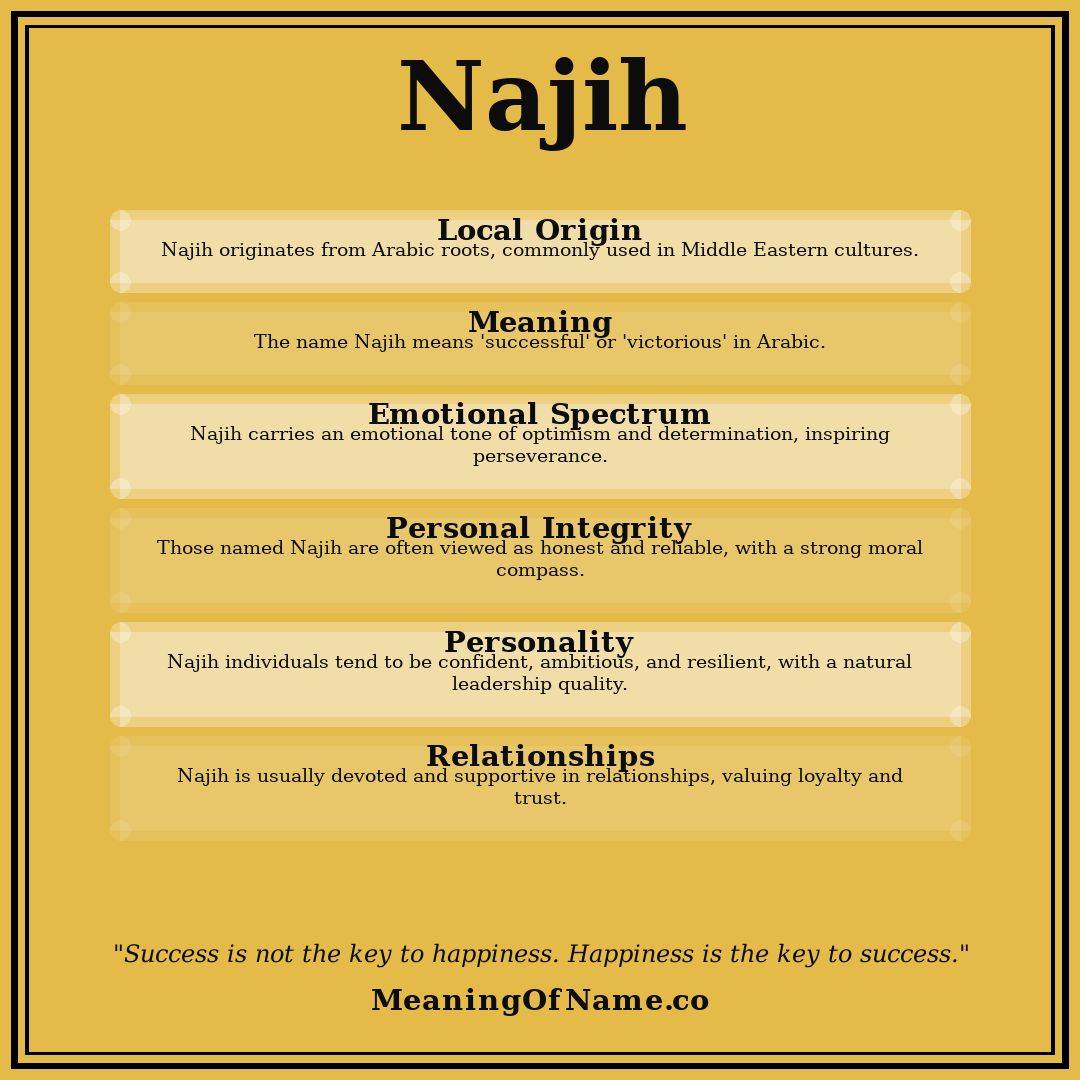 Najih name meaning poster