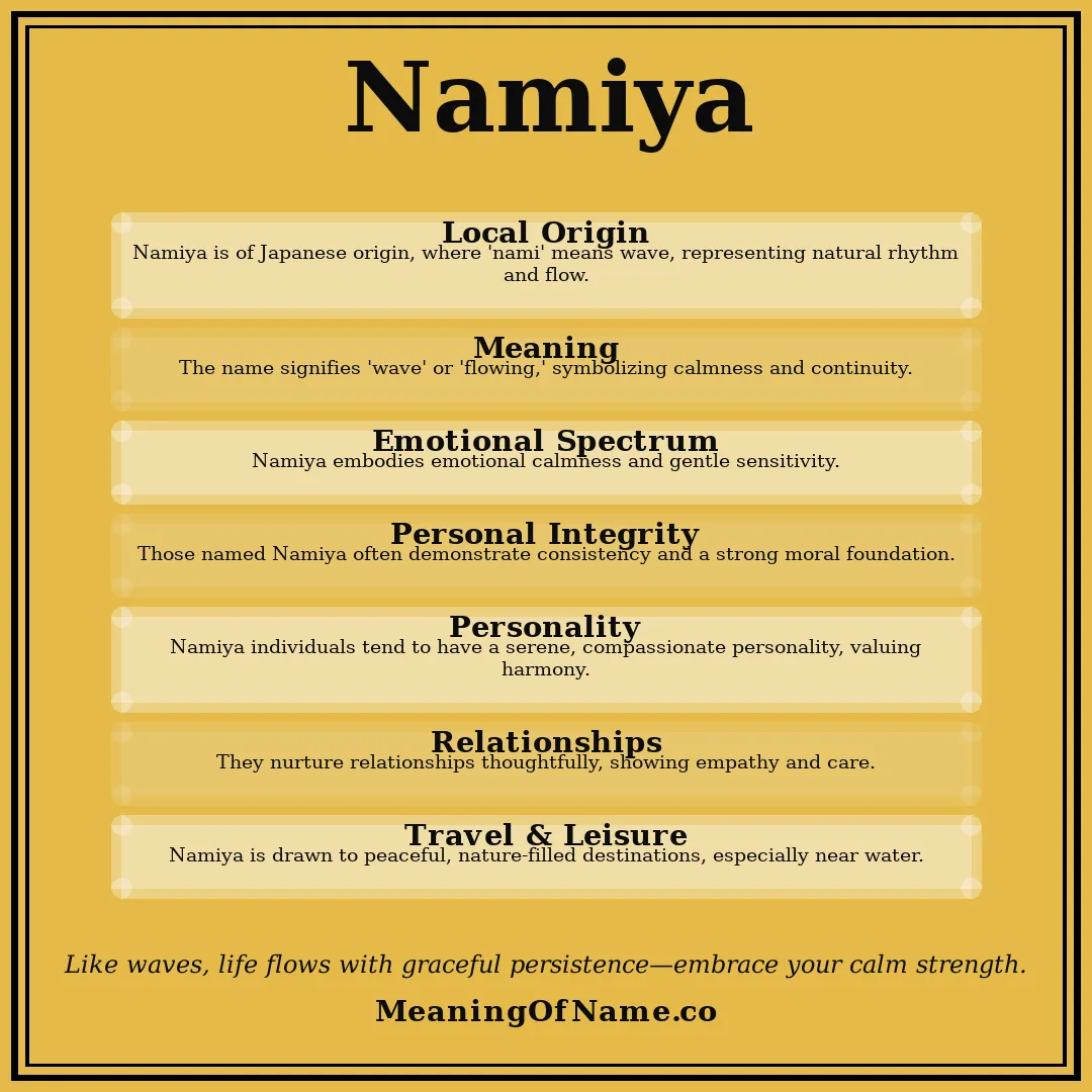 Namiya name meaning poster