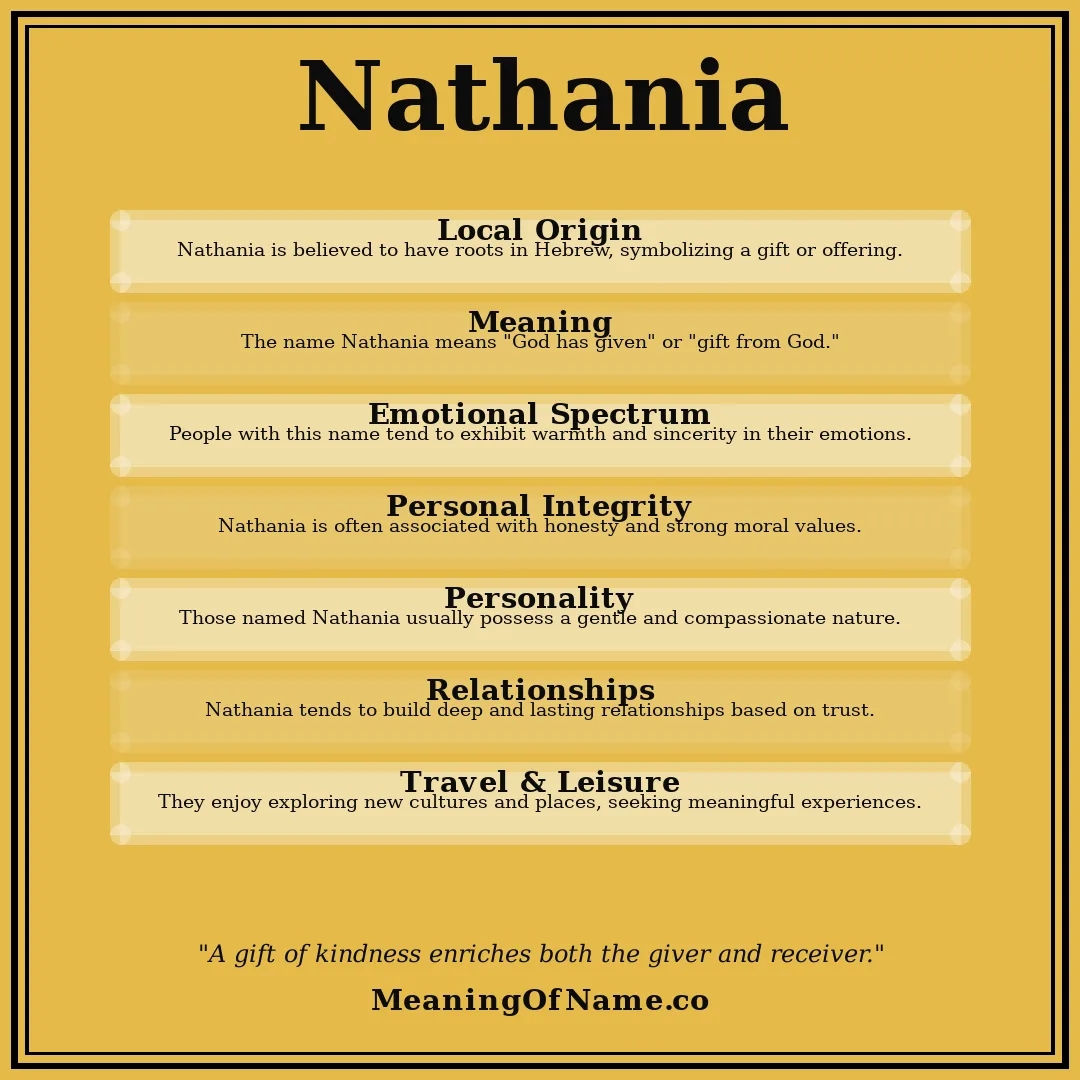 Nathania name meaning poster