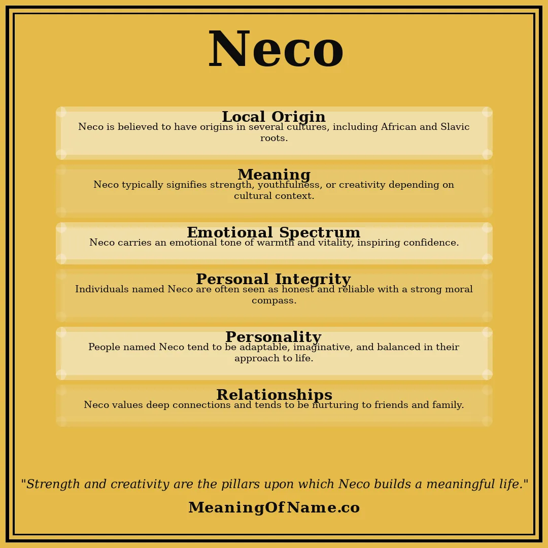 Neco name meaning poster