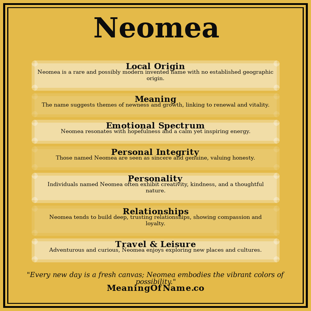 Neomea name meaning poster