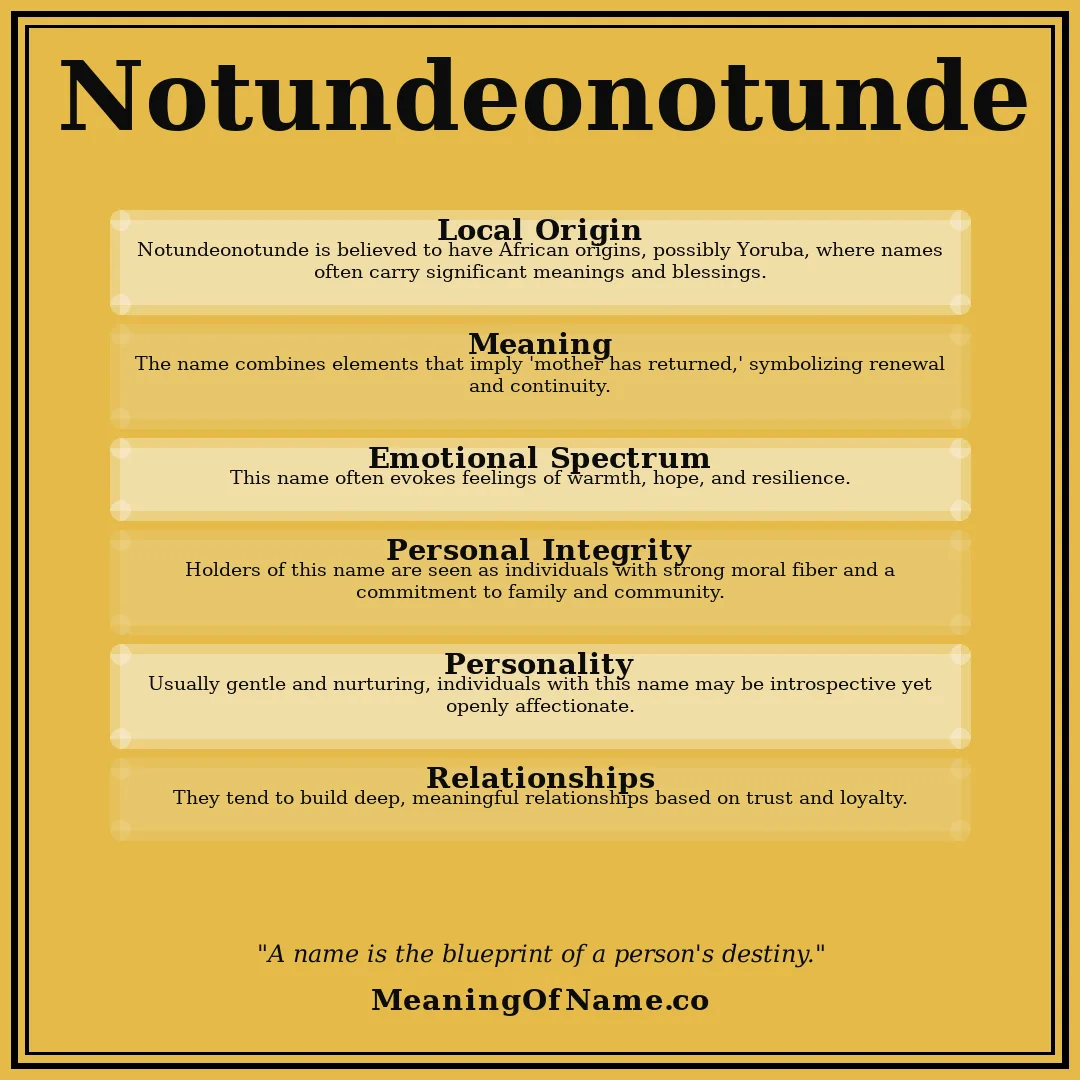 Notundeonotunde name meaning poster