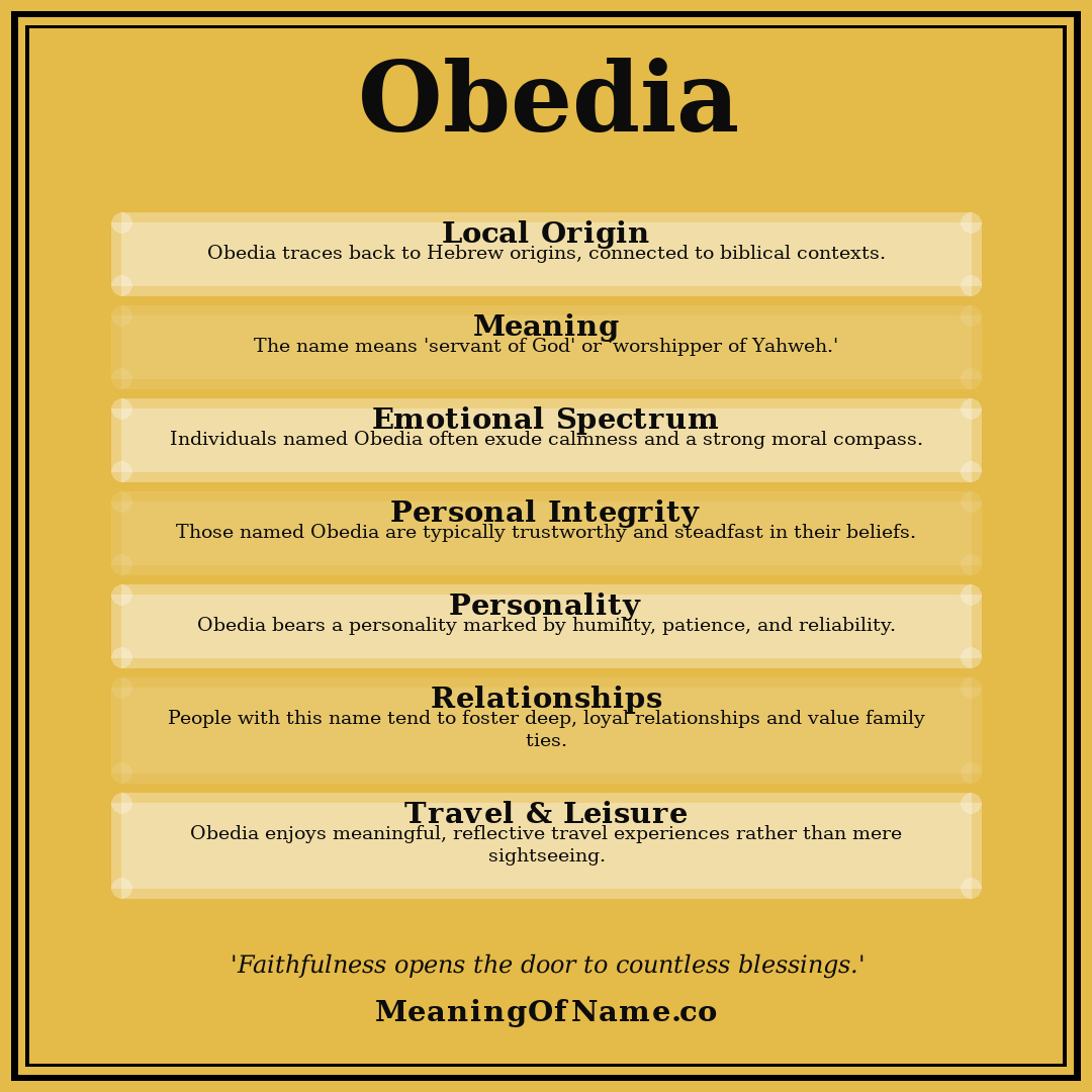 Obedia name meaning poster