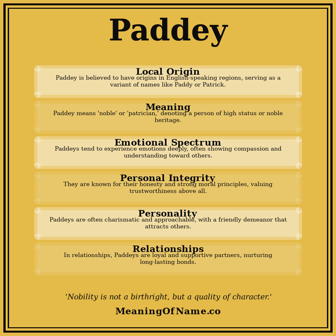 Paddey name meaning poster