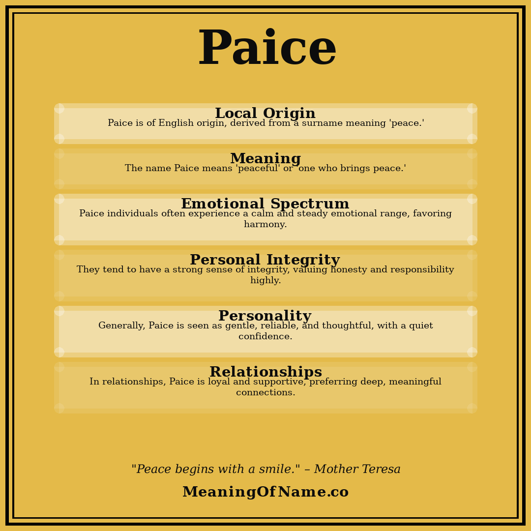 Paice name meaning poster